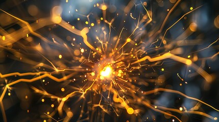 Macro shot of electricity sparks in a circuit