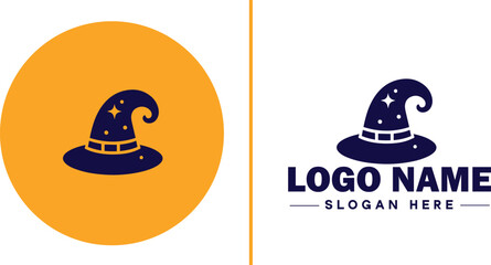 Wizard hat icon Sorcerer's hat Mage hat Pointed hat flat logo sign symbol editable vector