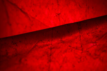 Extreme close up of red empty plastic bag background.