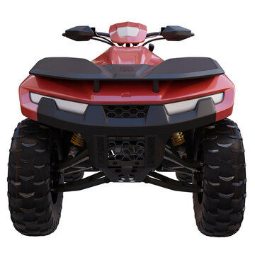 3d render red quadricycle with transparent background