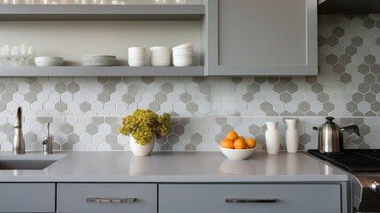hexagonal tile gray