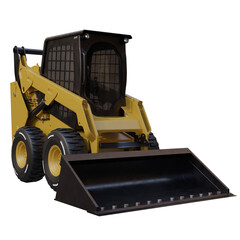 3d render yellow bobcat machine with transparent background