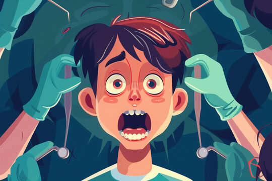 Boy With Toothbrush Surrounded by Medical Equipment