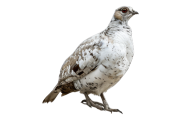 Resilient rock ptarmigan in natural spleen isolated on transparent background