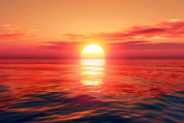 Stunning red sunset over the sea.