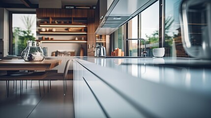 countertops blurred home interior background