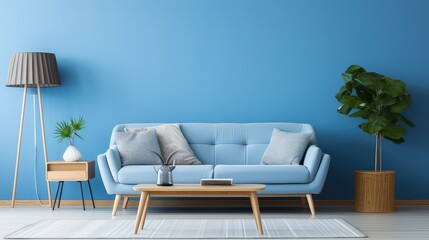 cozy blurred interior design blue