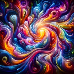 Fototapeta premium Rainbow Rapture characterized by abstract colorful shapes cascading and intertwining in a radiant display of vibrant hues and energetic patterns