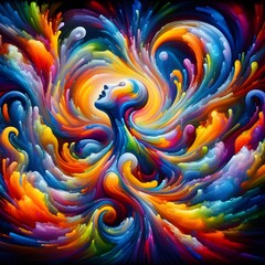 Fototapeta premium Rainbow Rapture characterized by abstract colorful shapes cascading and intertwining in a radiant display of vibrant hues and energetic patterns