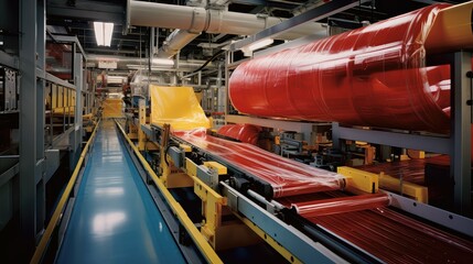 conveyor assembly Plastic Manufacturing - obrazy, fototapety, plakaty