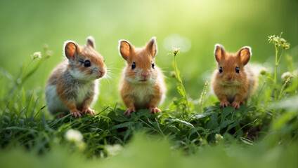 a picture of hamsters in a field