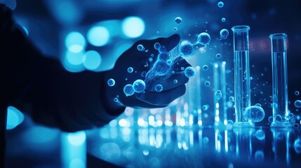 scientist blue molecules
