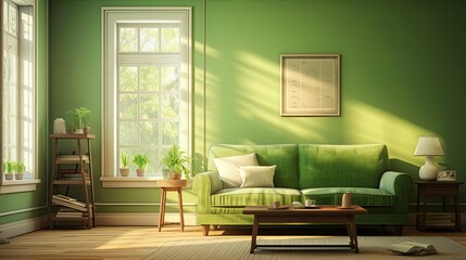room blurred green interior