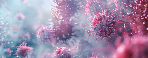 Captivating Microscopic of Lung Virus Infection in Soft Color Palette with Matte Textures and