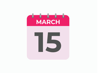 March 15 calendar reminder. 15 March daily calendar icon template. Calendar 15 March icon Design template. Vector illustration
