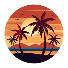 tropical island with palm trees t-shirt design