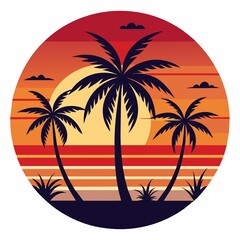 tropical island with palm trees t-shirt design