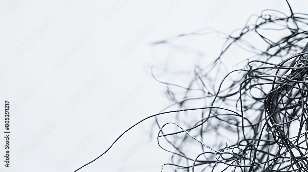 Poster abstract composition of tangled wires in a minimalist setting