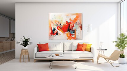 painting blurred modern living room interio