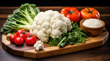 vegetables board cauliflower white