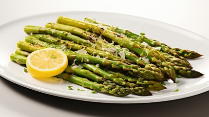 plated fresh asparagus green