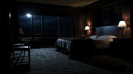 shadows dark hotel room