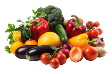 Seasonal fruit and vegetable isolated on transparent background