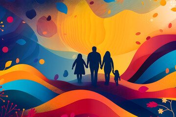 An abstract background for Family Safety Week with vibrant colors and modern design, perfect for promoting family safety and awareness.