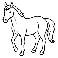 horse silhouette line art vector illustration white background