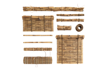 Set of bamboo blinds or shades isolated on transparent background