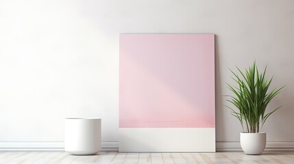 clean white and pink with plant minimal