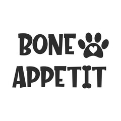 Bone Appetit vector quote. Dog treat isolated on white background. Pets food symbol. Bone shaped treats for dogs. Vector illustration.