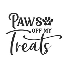 Paws off my Treats vector quote. Dog treat isolated on white background. Pets food symbol. Bone shaped treats for dogs. Vector illustration.