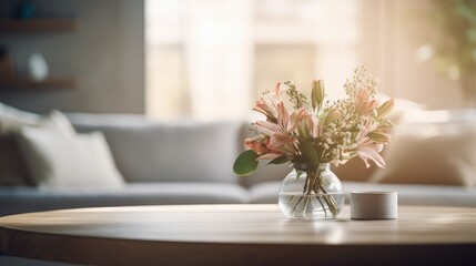 vase blurred interior home coffee table