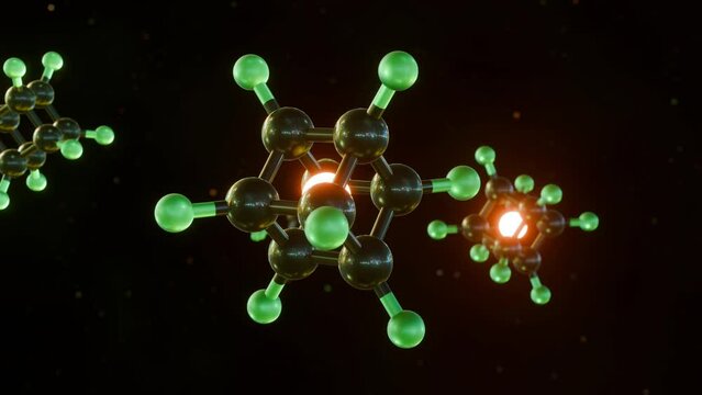 3d animation of Octafluorocubane or perfluorocuban molecule, Cube-shaped molecule can hold a single electron