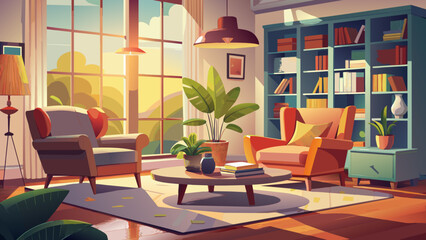 a cozy psychologist's office while it is empty and waiting for its clients