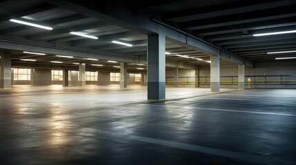 soft blurred parking garage interior