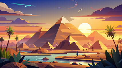 ancient beautiful pyramids before sunset