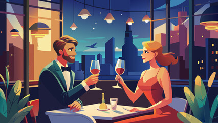 romantic evening of two lovers in a beautiful place