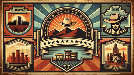 set of vintage labels with empty space
