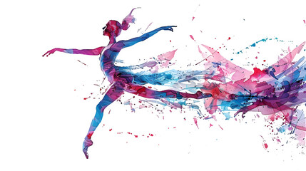 Ballerina made from colorful paint splash isolated on a transparent background, PNG, Ai, High Quality 