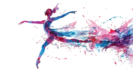 Ballerina made from colorful paint splash isolated on a transparent background, PNG, Ai, High Quality 
