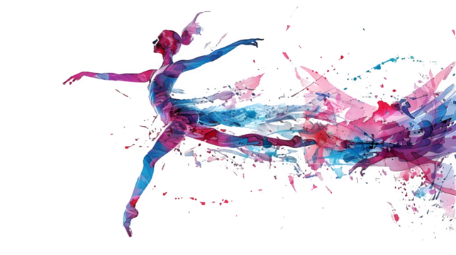Ballerina made from colorful paint splash isolated on a transparent background, PNG, Ai, High Quality 