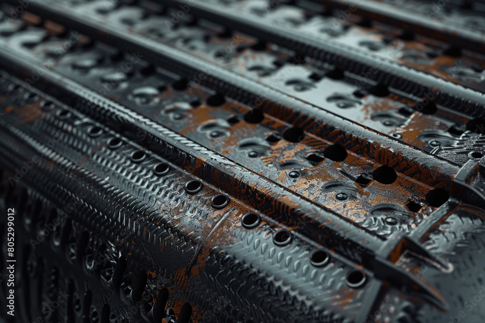 Poster visual exploration of the engineering behind automobile radiators emphasizing texture pattern and ma