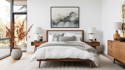 minimalist mid-century modern interior