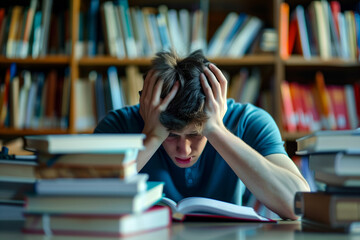 student studying in library. Generative AI