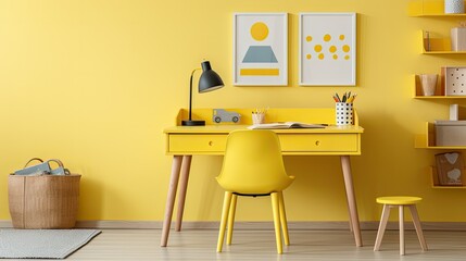 child desk yellow