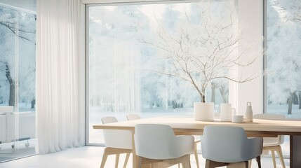 clean blurred dining room interior design