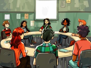A student council meeting in session. 
