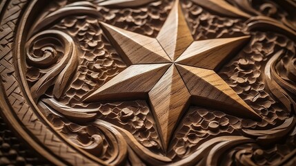 wooden engraved stars